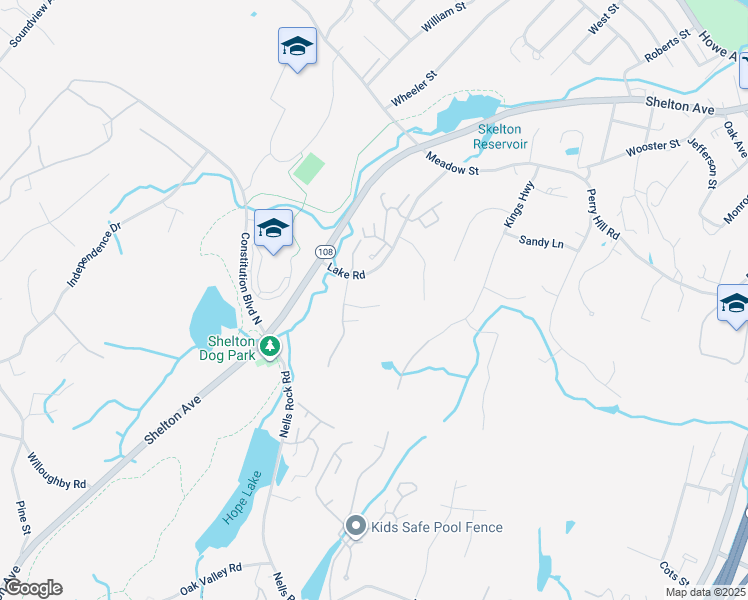 map of restaurants, bars, coffee shops, grocery stores, and more near 5 Lake Road in Shelton