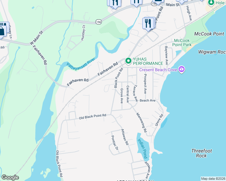 map of restaurants, bars, coffee shops, grocery stores, and more near 133 Black Point Rd in East Lyme