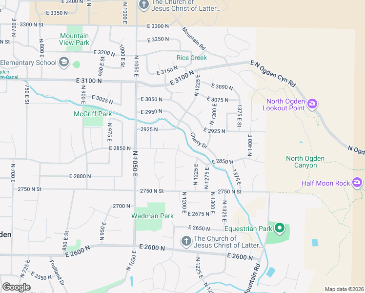 map of restaurants, bars, coffee shops, grocery stores, and more near 2856 North 1175 East in Ogden