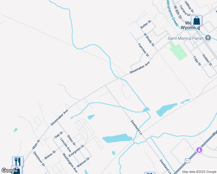 map of restaurants, bars, coffee shops, grocery stores, and more near 1245 Shoemaker Avenue in West Wyoming