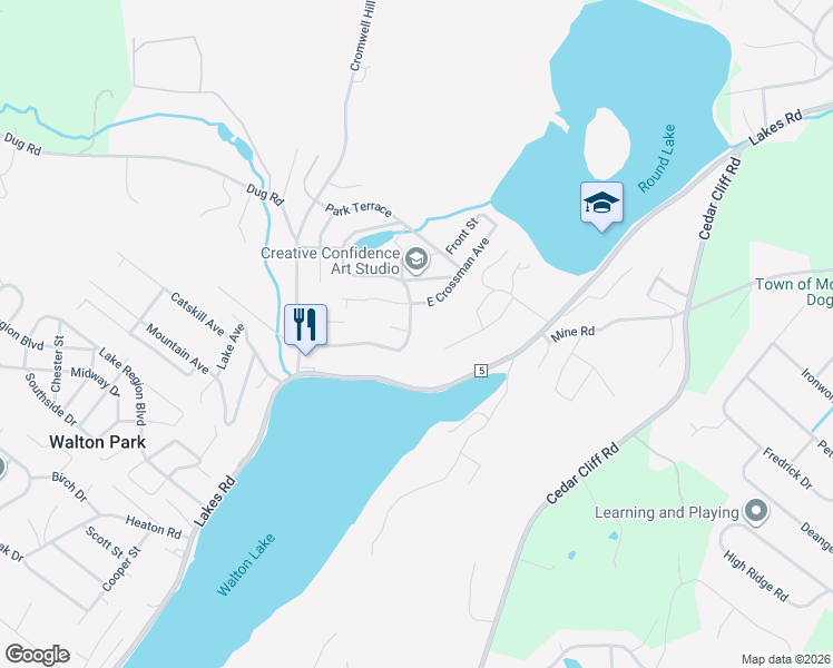 map of restaurants, bars, coffee shops, grocery stores, and more near 59 Walton Terrace in Monroe