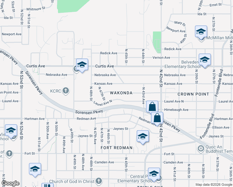 map of restaurants, bars, coffee shops, grocery stores, and more near 4519 Crown Point Avenue in Omaha