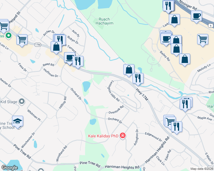 map of restaurants, bars, coffee shops, grocery stores, and more near 31 Emma Lane in Harriman