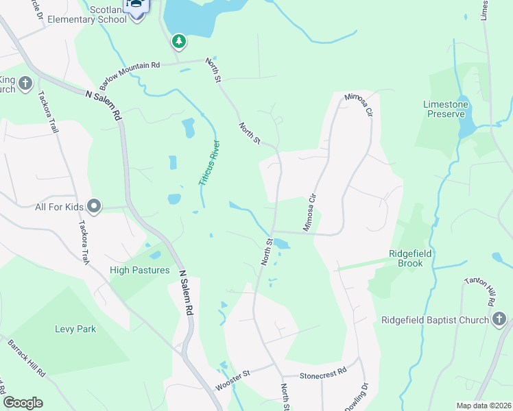 map of restaurants, bars, coffee shops, grocery stores, and more near 355 North Street in Ridgefield