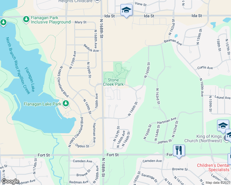 map of restaurants, bars, coffee shops, grocery stores, and more near 5980 North 166th Street in Omaha