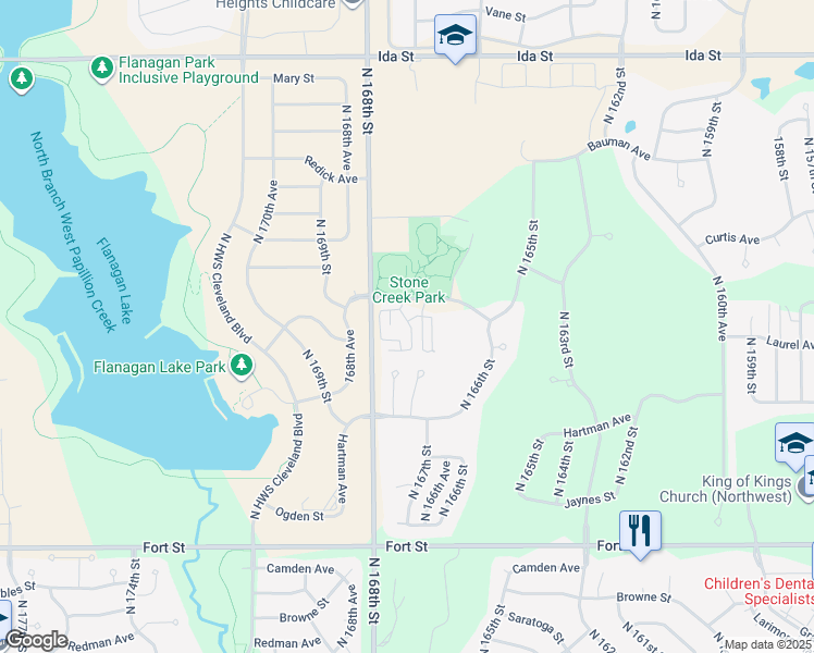map of restaurants, bars, coffee shops, grocery stores, and more near 5980 North 166th Street in Omaha