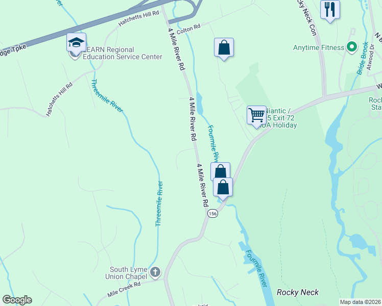 map of restaurants, bars, coffee shops, grocery stores, and more near 22 4 Mile River Road in Old Lyme
