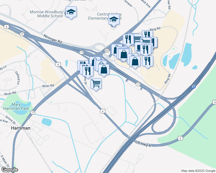 map of restaurants, bars, coffee shops, grocery stores, and more near 31 Centre Drive in Woodbury
