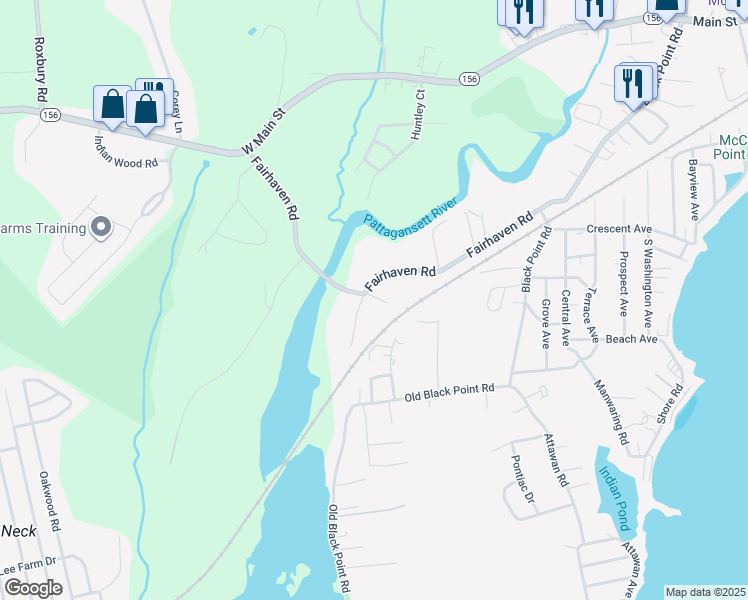 map of restaurants, bars, coffee shops, grocery stores, and more near 49 Fairhaven Road in East Lyme
