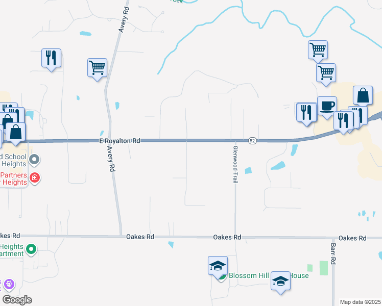 map of restaurants, bars, coffee shops, grocery stores, and more near 9201 Oxford Trail in Brecksville