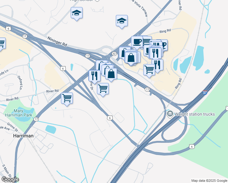 map of restaurants, bars, coffee shops, grocery stores, and more near 31 Centre Drive in Woodbury