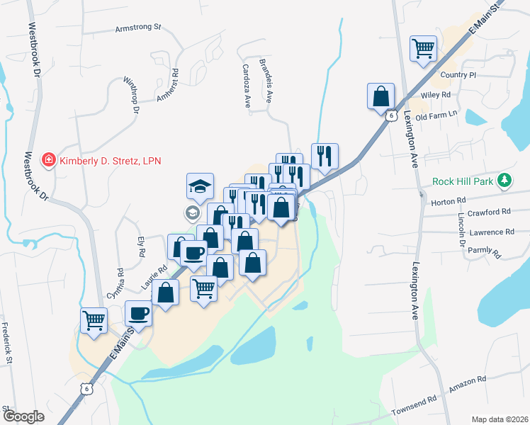 map of restaurants, bars, coffee shops, grocery stores, and more near 3147 Main Street in Mohegan Lake