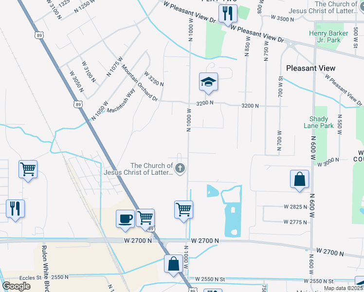 map of restaurants, bars, coffee shops, grocery stores, and more near 3011 North 1000 West in Ogden