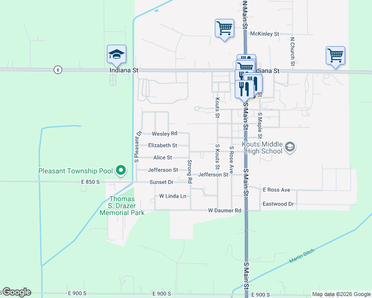 map of restaurants, bars, coffee shops, grocery stores, and more near 500-898 Alice St in Kouts