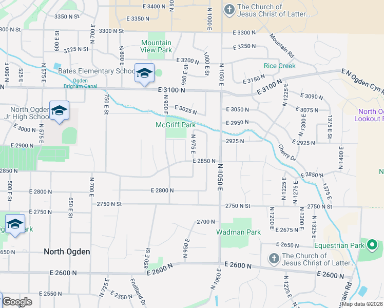 map of restaurants, bars, coffee shops, grocery stores, and more near 992 2850 North Street in Ogden