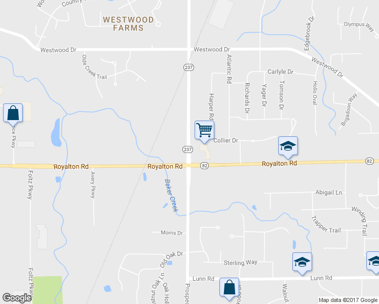map of restaurants, bars, coffee shops, grocery stores, and more near 13883 Prospect Road in Strongsville
