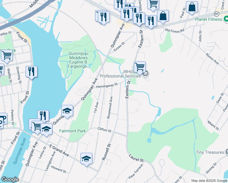 map of restaurants, bars, coffee shops, grocery stores, and more near 308 Rosewood Avenue in New Haven