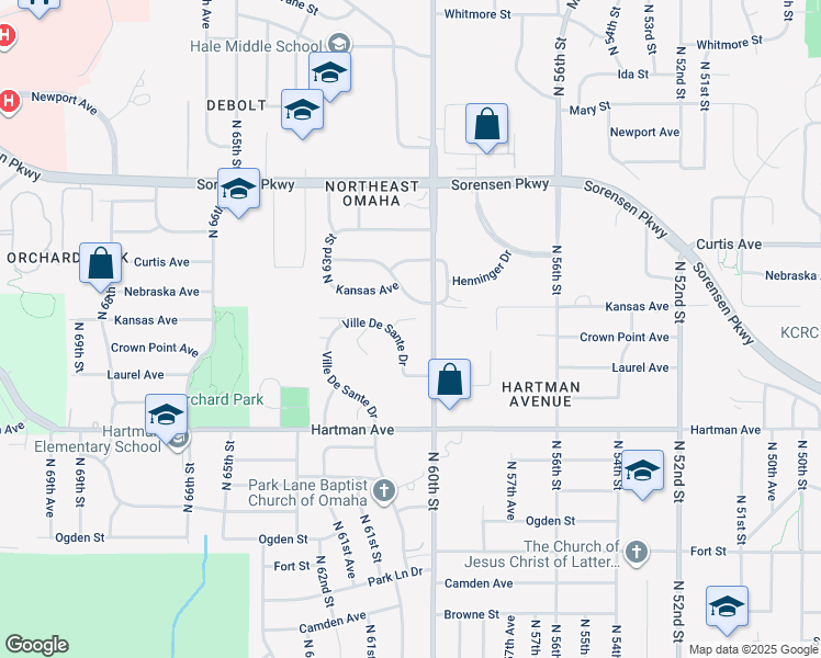 map of restaurants, bars, coffee shops, grocery stores, and more near 6009 Stone Plaza in Omaha
