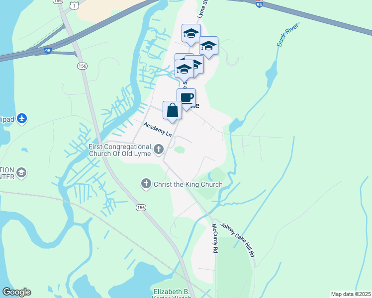 map of restaurants, bars, coffee shops, grocery stores, and more near 9 Lyme Street in Old Lyme