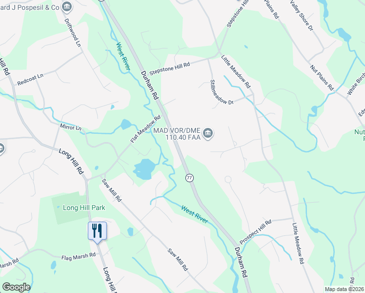 map of restaurants, bars, coffee shops, grocery stores, and more near 599 Durham Road in Guilford