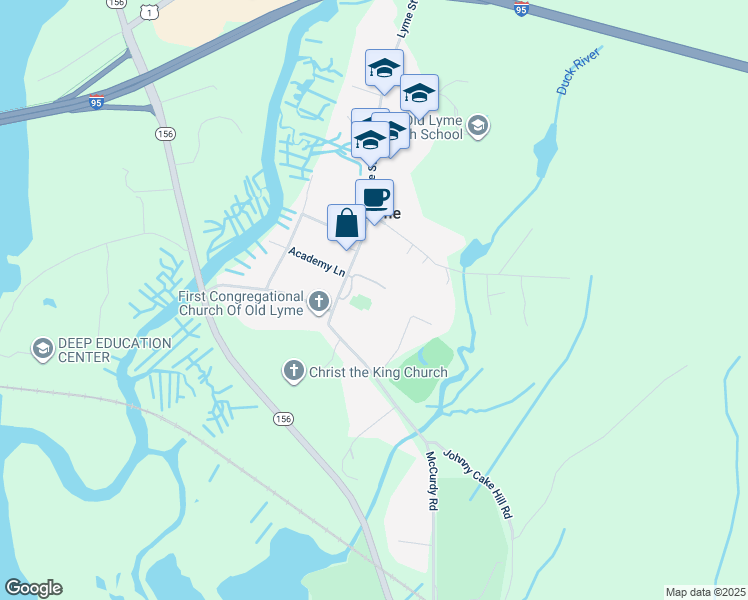 map of restaurants, bars, coffee shops, grocery stores, and more near 9 Lyme Street in Old Lyme