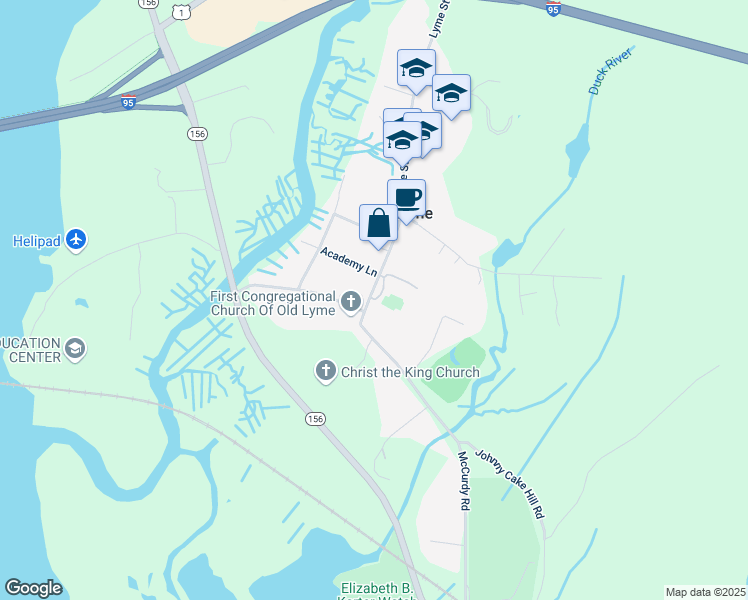 map of restaurants, bars, coffee shops, grocery stores, and more near in Old Lyme