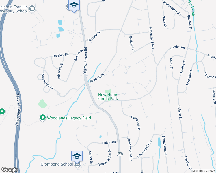map of restaurants, bars, coffee shops, grocery stores, and more near 3175 Cedar Road in Yorktown Heights