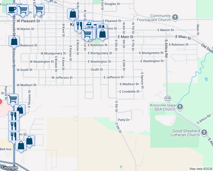 map of restaurants, bars, coffee shops, grocery stores, and more near 709 South 3rd Street in Knoxville