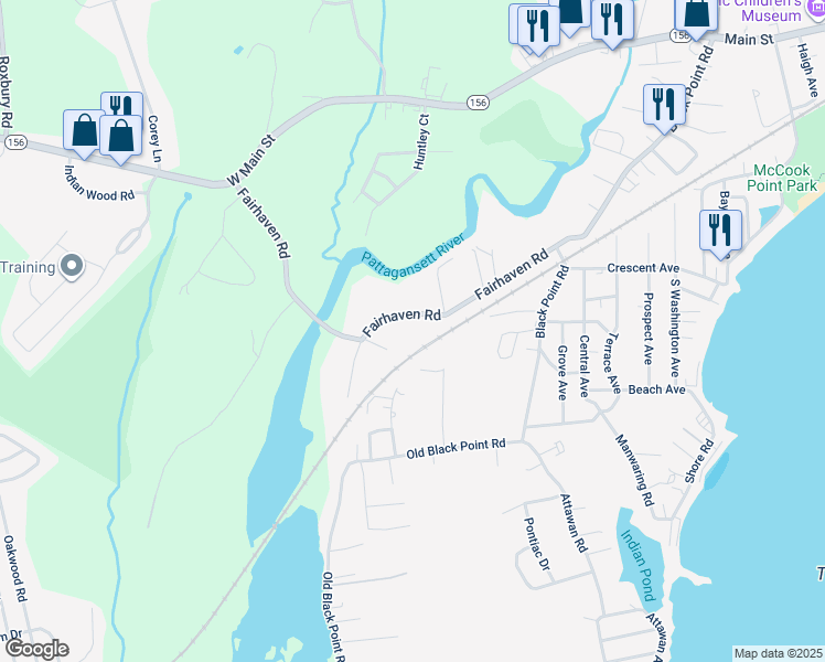 map of restaurants, bars, coffee shops, grocery stores, and more near 20 Wildwood Drive in East Lyme