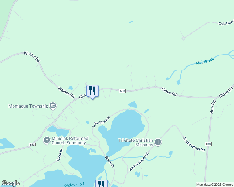 map of restaurants, bars, coffee shops, grocery stores, and more near 250 Clove Road in Montague