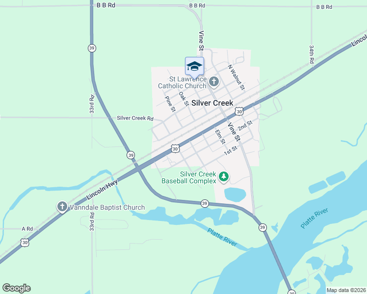 map of restaurants, bars, coffee shops, grocery stores, and more near 204 George Street in Silver Creek