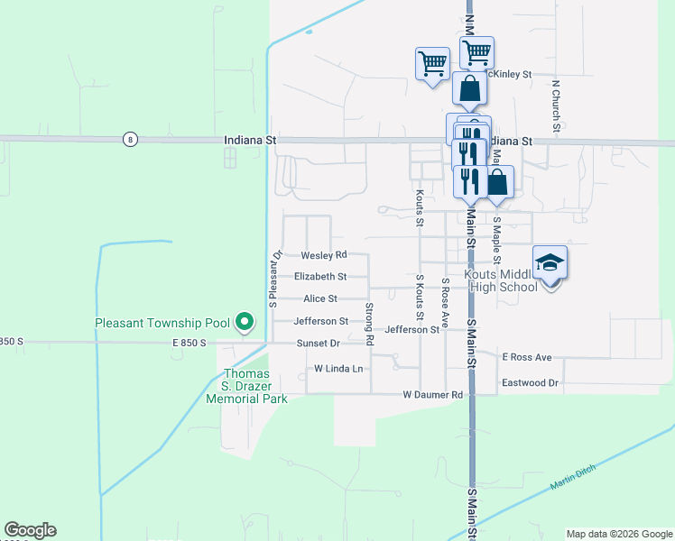 map of restaurants, bars, coffee shops, grocery stores, and more near 500-898 Alice St in Kouts