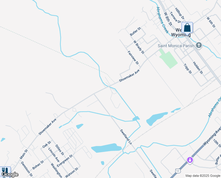 map of restaurants, bars, coffee shops, grocery stores, and more near 1246 Shoemaker Avenue in West Wyoming