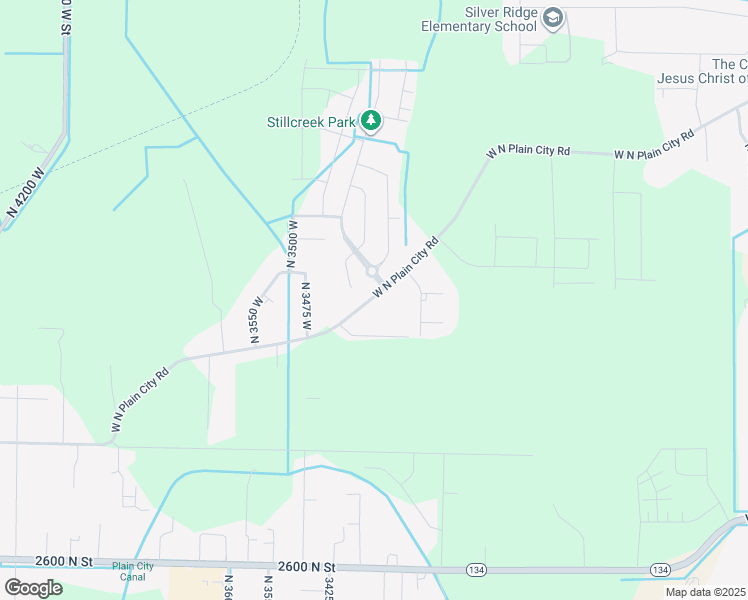 map of restaurants, bars, coffee shops, grocery stores, and more near 3447 West North Plain City Road in Plain City