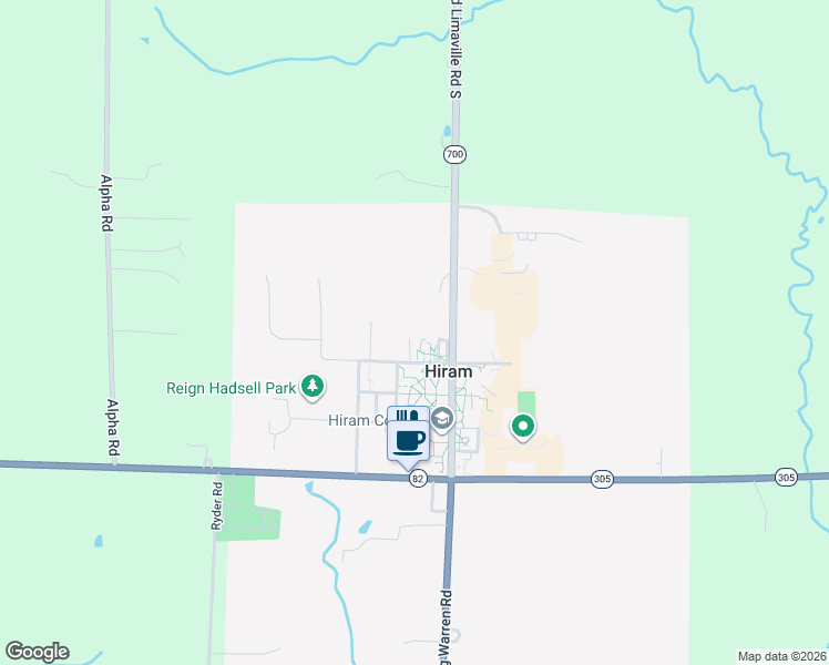 map of restaurants, bars, coffee shops, grocery stores, and more near 11825 Dodge Court in Hiram