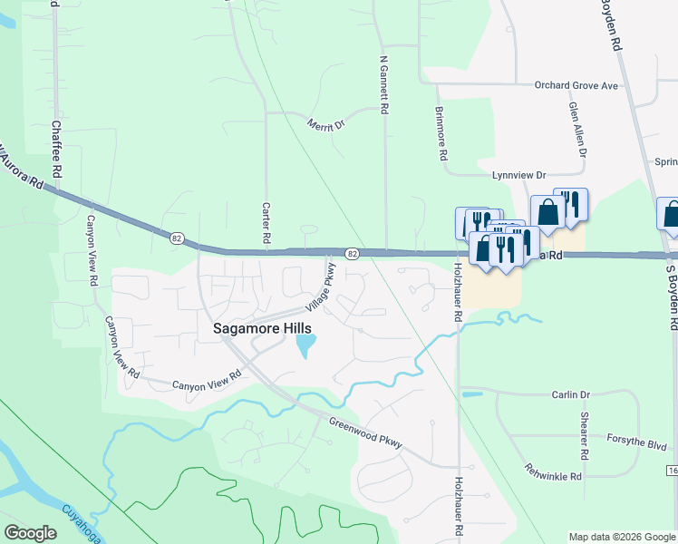 map of restaurants, bars, coffee shops, grocery stores, and more near 733 Spafford Oval in Northfield