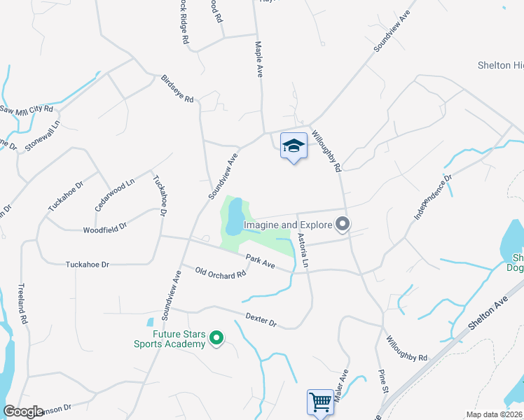 map of restaurants, bars, coffee shops, grocery stores, and more near 37 Commodore Avenue in Shelton