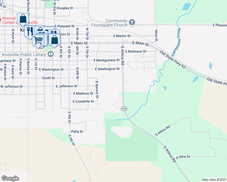 map of restaurants, bars, coffee shops, grocery stores, and more near 512 South Attica Road in Knoxville