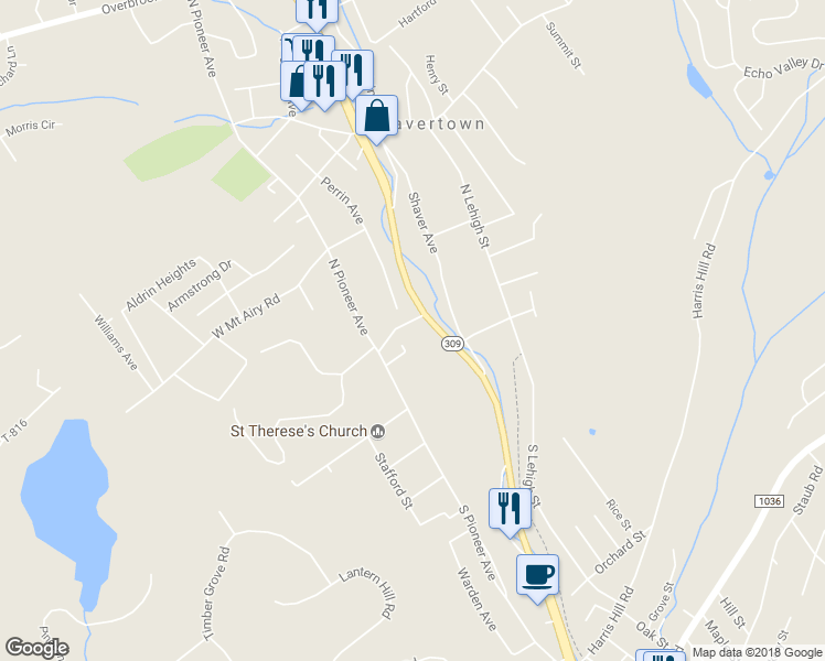 map of restaurants, bars, coffee shops, grocery stores, and more near 12 Holcomb Road in Shavertown