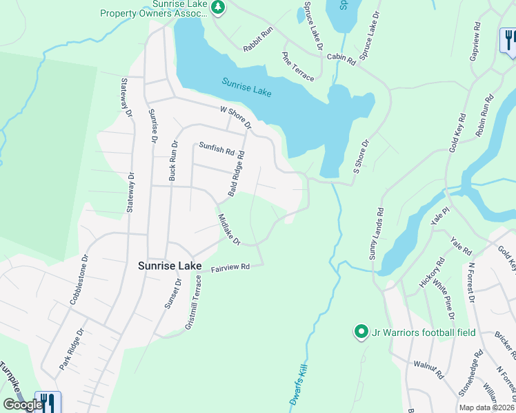 map of restaurants, bars, coffee shops, grocery stores, and more near Rock Bass Rd in Milford