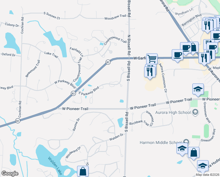 map of restaurants, bars, coffee shops, grocery stores, and more near 508 Glen Hollow Circle in Aurora