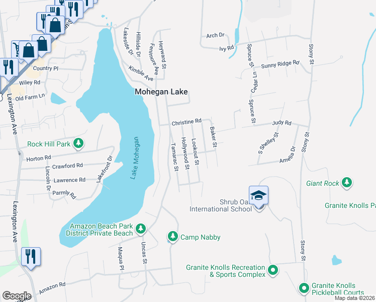 map of restaurants, bars, coffee shops, grocery stores, and more near 1480 Inspiration Road in Mohegan Lake