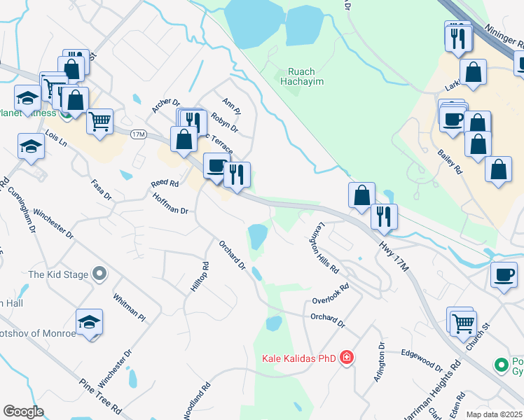 map of restaurants, bars, coffee shops, grocery stores, and more near 3 Snoop Street in Monroe