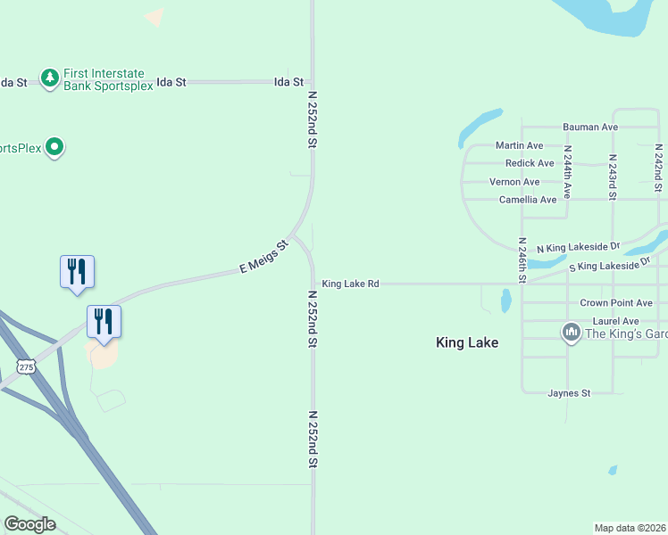 map of restaurants, bars, coffee shops, grocery stores, and more near 6151 North 252nd Street in Valley