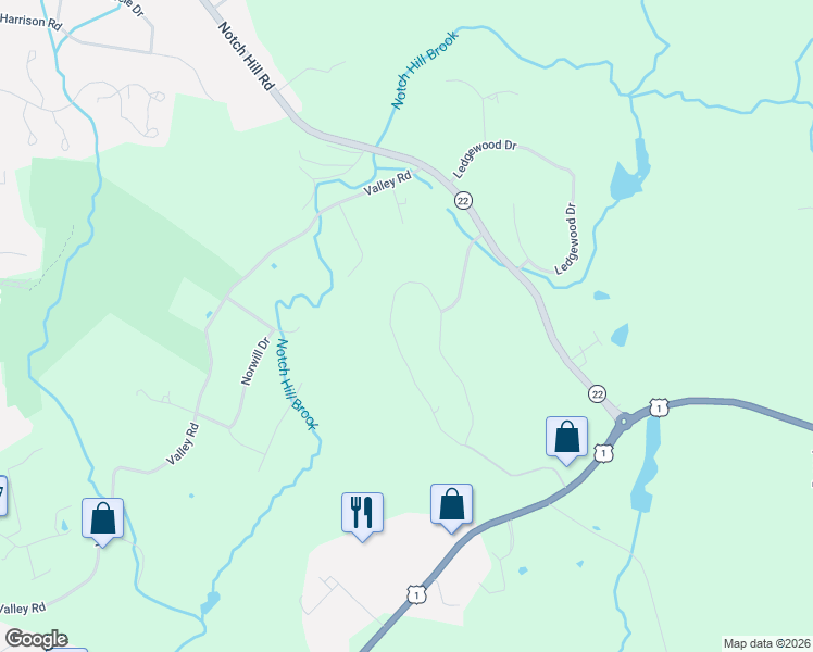 map of restaurants, bars, coffee shops, grocery stores, and more near 88 Notch Hill Road in North Branford