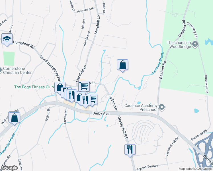 map of restaurants, bars, coffee shops, grocery stores, and more near 2 Krakow Street in Derby