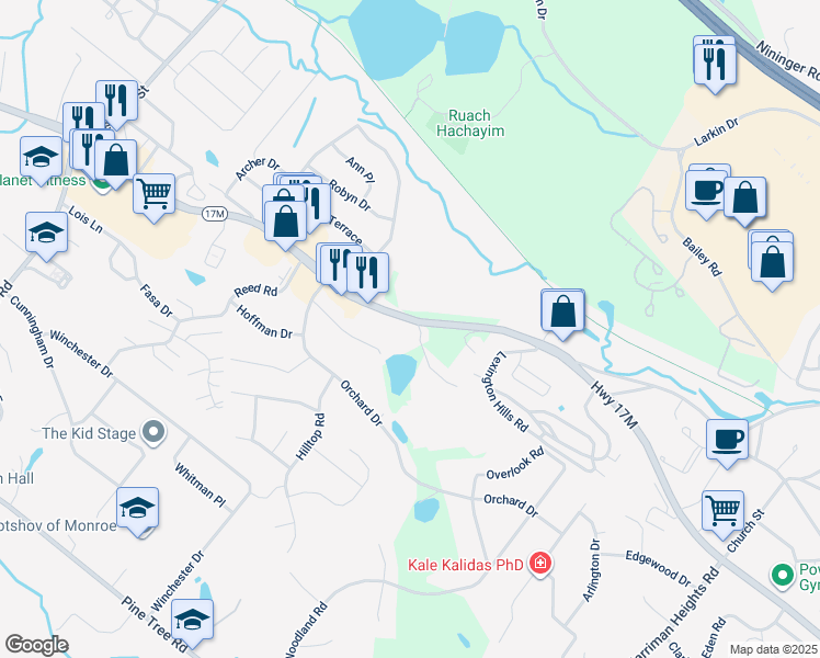 map of restaurants, bars, coffee shops, grocery stores, and more near 3 Snoop Street in Monroe