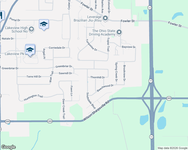 map of restaurants, bars, coffee shops, grocery stores, and more near 424 Greenbriar Drive in Cortland