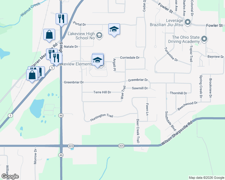map of restaurants, bars, coffee shops, grocery stores, and more near 247 Terre Hill Drive in Cortland