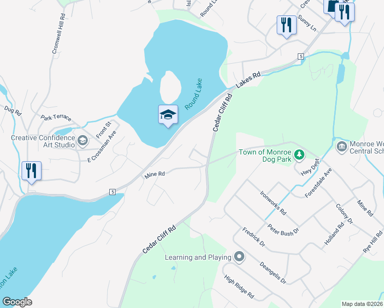 map of restaurants, bars, coffee shops, grocery stores, and more near 7 Goldman Road in Monroe